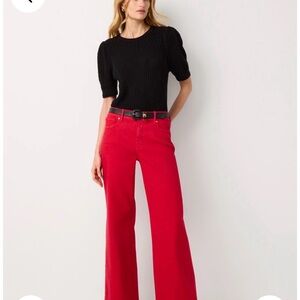White House Black Market Vibrant Red High Rise Wide  Leg Five Pocket Jeans.
NWT